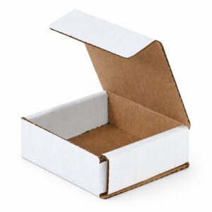 3x3x1 white corrugated mailer no tape fold together box