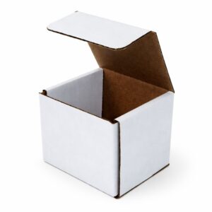 4x4x3 white corrugated mailer no tape fold together box