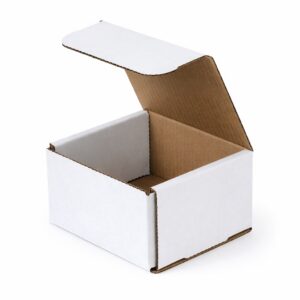 4x4x2 white corrugated mailer no tape fold together box
