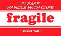 #DL1270 3 x 5" Please Handle with Care Fragile Thank You Label