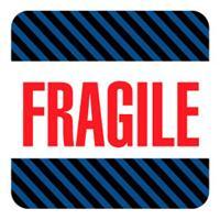 #DL1540 4 x 4" Fragile (Black/Blue Stripes) Label