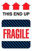#DL1550 4 x 6" Fragile This End Up (Black-Blue Stripes/Arrows)