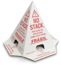 No Stack Pallet Cones 8 x 8 x 10 White/Red Tri-Lingual