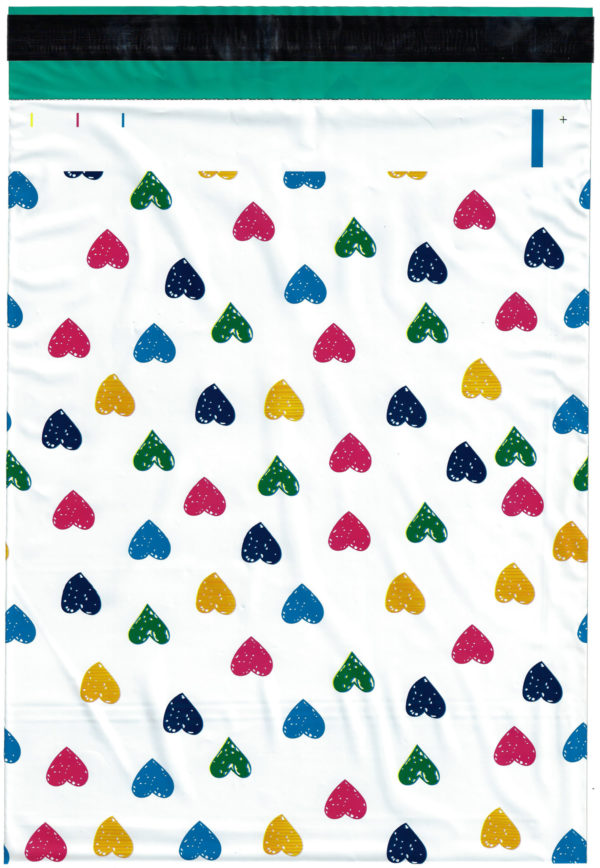 14.5x19 Colorful Hearts Poly Mailers