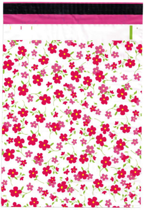 14.5x19 Pink Flowers Poly Mailers