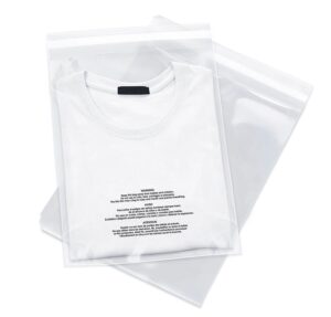 100 19×24 LDPE Poly Bags Resealable Suffocation Warning Clear Merchandise 1.5 mil Shirt Apparel