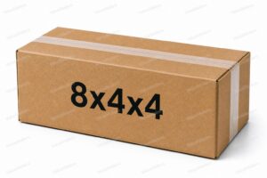 8x4x4 brown corrugated shipping boxes with light ValueMailers watermark