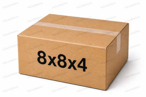 8x8x4 kraft corrugated shipping box, 32 ECT brown box from ValueMailers
