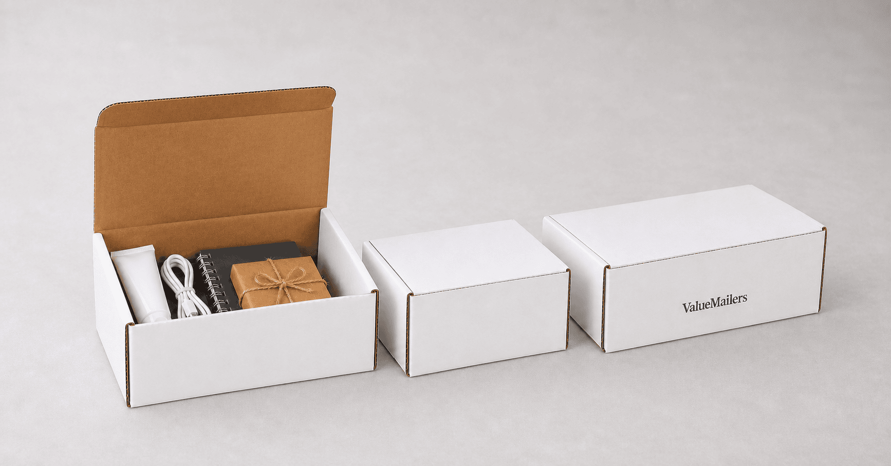 ValueMailers white corrugated mailers